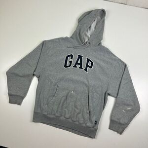 Vintage‎ 90s GAP Athletic Hoodie Sweatshirt Y2K 00s Gray Size Small yeezy